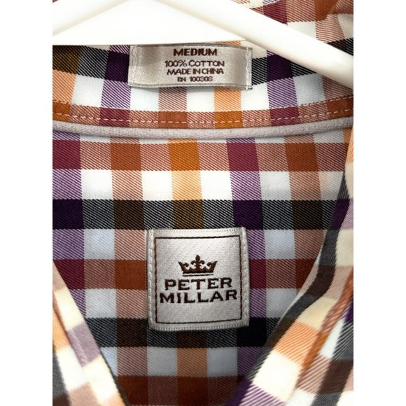 Peter Millar Long Sleeve Button Shirt Mens M Check Multicolor Cotton - Picture 2 of 4